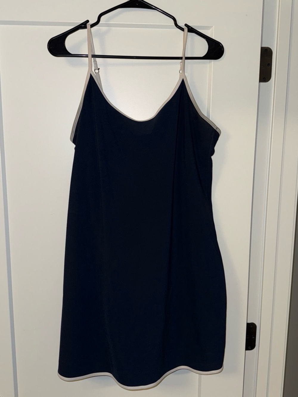 Abercrombie & Fitch Navy Slip Dress with Cream Straps